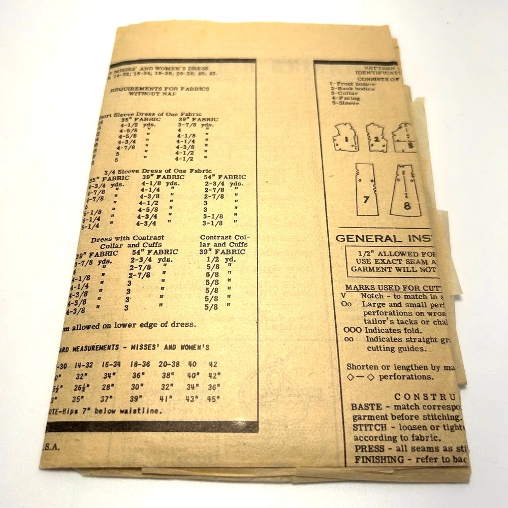 Marian Martin‎ Vintage 1940's Mail Order Pattern #9317 Women's Dress Size 16 HTF